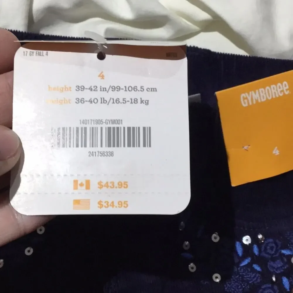 Gymboree 4T navy elastic waist cords bejeweled NWT